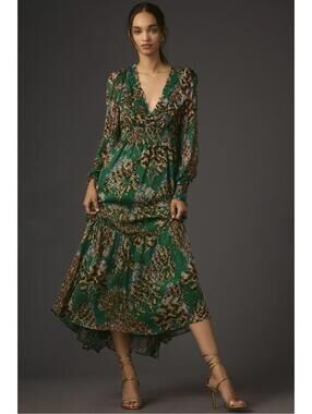 NWT Anthropologie The Odetta Ruffled V-Neck Dress size XS